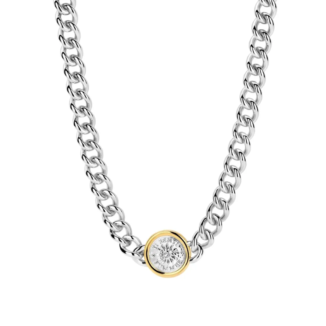 Ti Sento Collier - 34051ZY Argent Rhodié Et Pièce Serti Doré | Femme Collier Et Pendentif