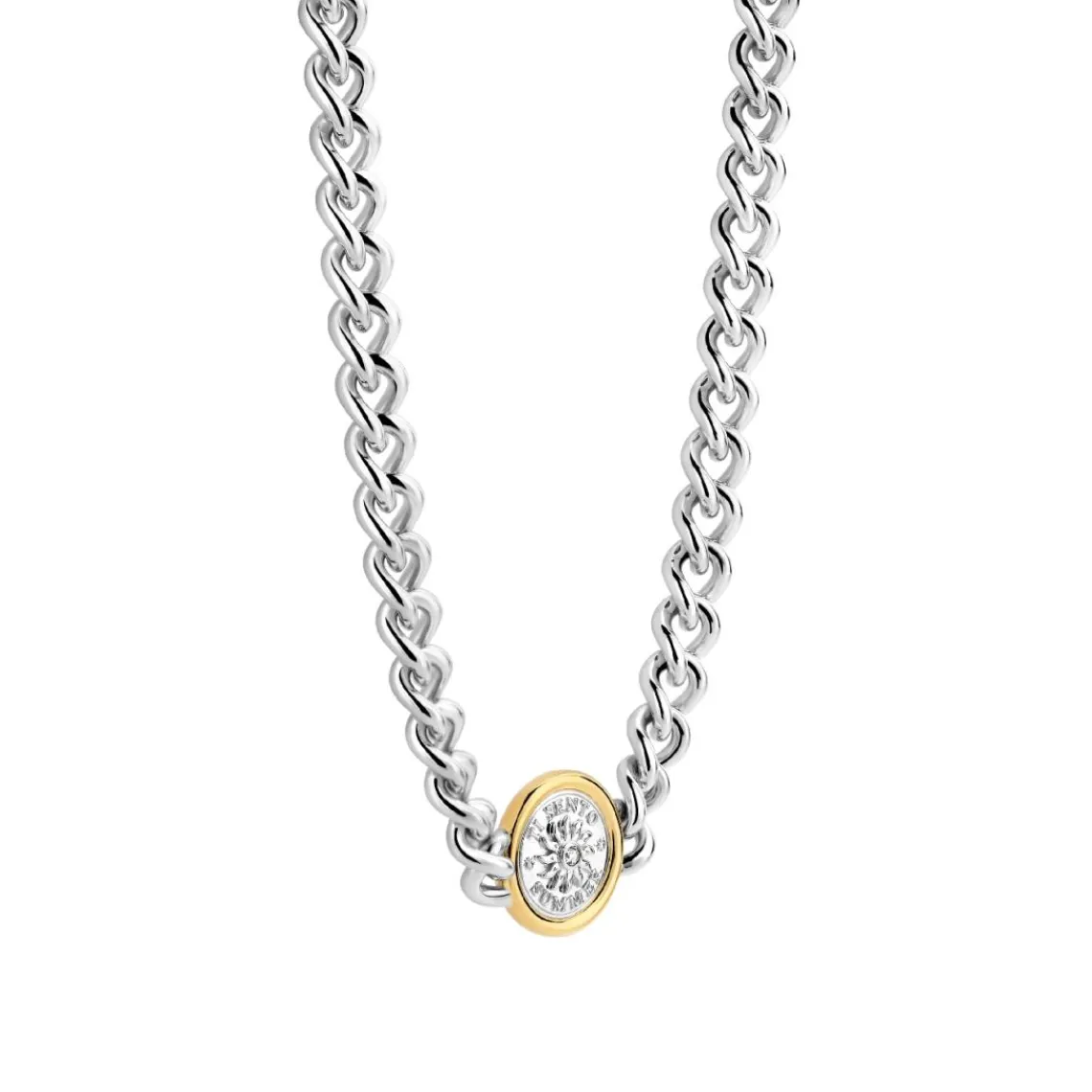 Ti Sento Collier - 34051ZY Argent Rhodié Et Pièce Serti Doré | Femme Collier Et Pendentif