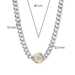 Ti Sento Collier - 34051ZY Argent Rhodié Et Pièce Serti Doré | Femme Collier Et Pendentif