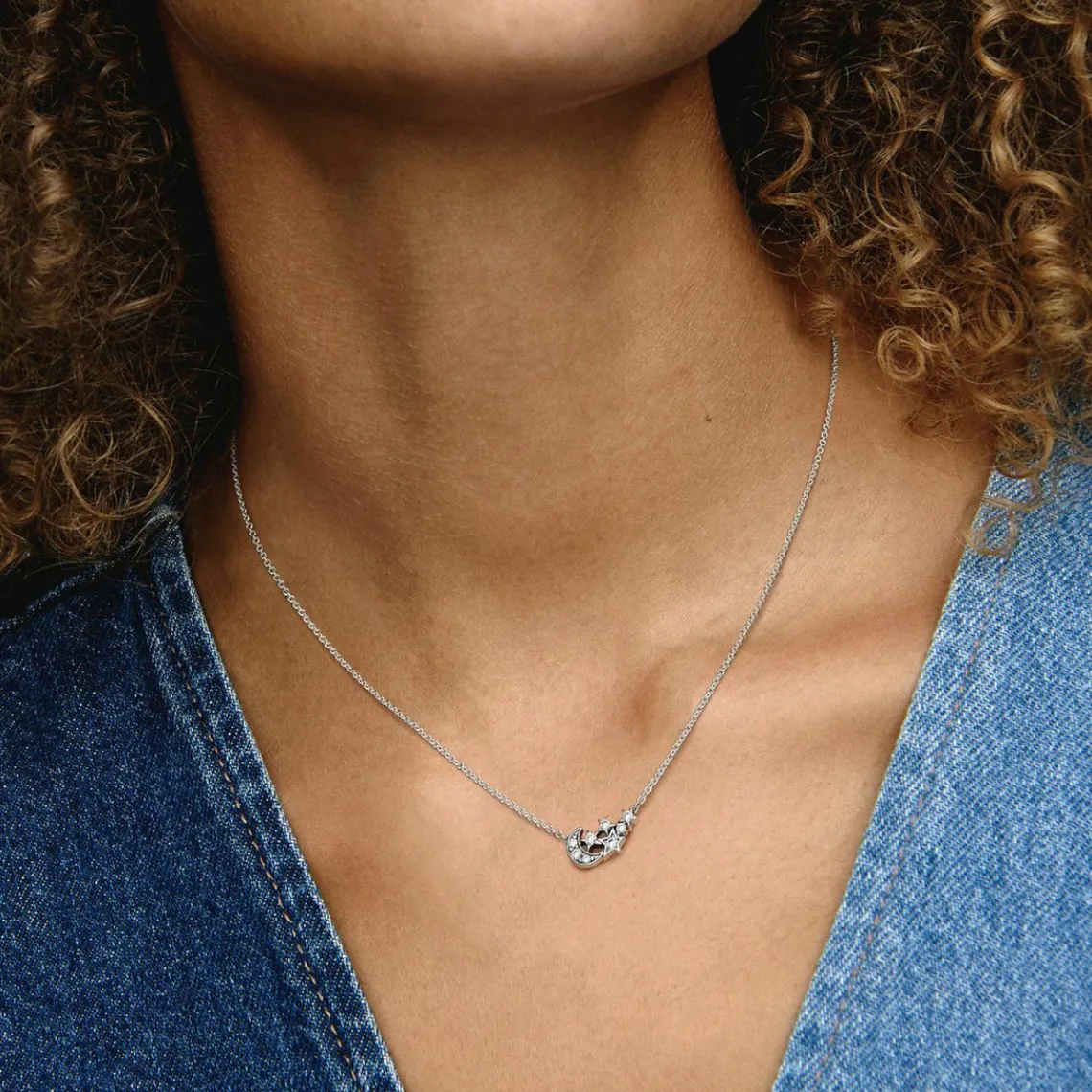 Pandora Collier Étoile et Lune Scintillantes | Femme Collier Et Pendentif