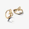 Pandora Créoles Cœur Organique Dorées | Femme Boucles D'Oreilles