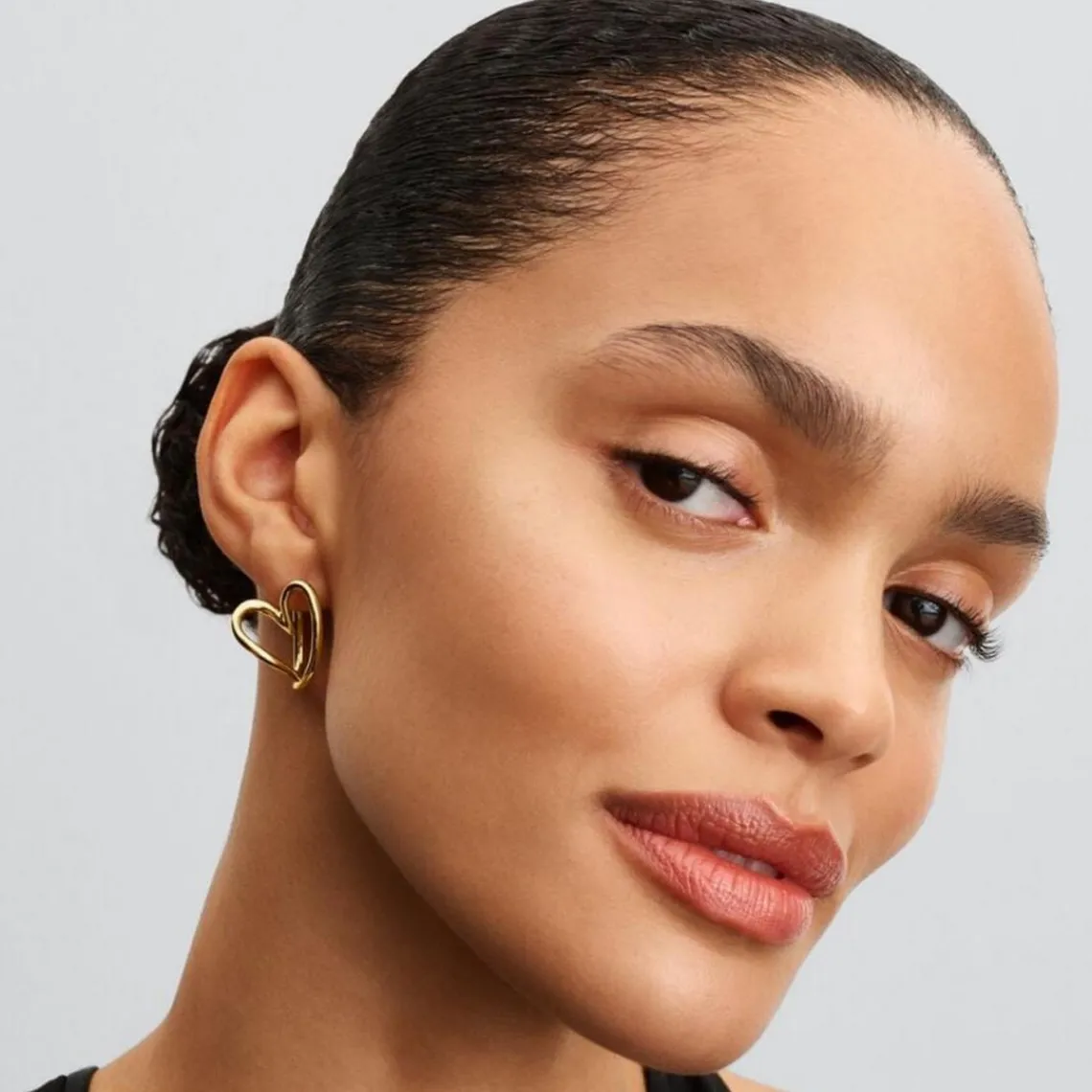 Pandora Créoles Cœur Organique Dorées | Femme Boucles D'Oreilles