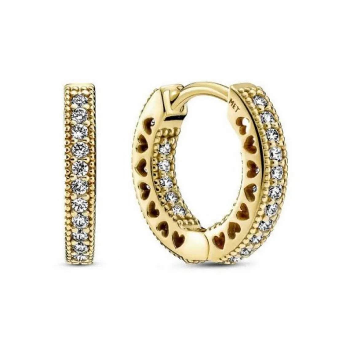 Pandora Créoles Cœur Pavé Signature | Femme Boucles D'Oreilles