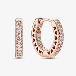 Pandora Créoles Cœur Pavé Signature | Femme Boucles D'Oreilles