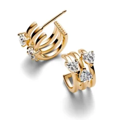 Pandora Créoles Cœurs Triples | Femme Boucles D'Oreilles