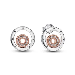 Pandora Créoles Doubles Scintillantes | Femme Boucles D'Oreilles