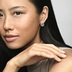 Pandora Créoles Doubles Scintillantes | Femme Boucles D'Oreilles