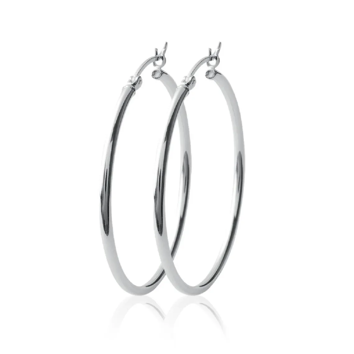Maison de la Bijouterie Créoles femme argent rhodié 5 mm - WUU50 | Femme Boucles D'Oreilles