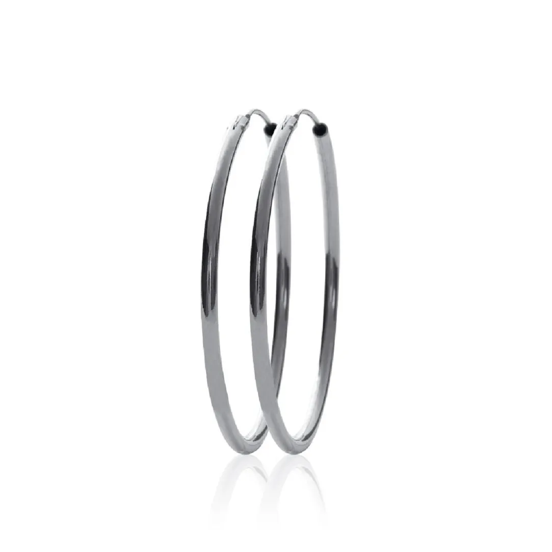 Maison de la Bijouterie Créoles femme argent rhodié 4 mm - W0YY40 | Femme Boucles D'Oreilles