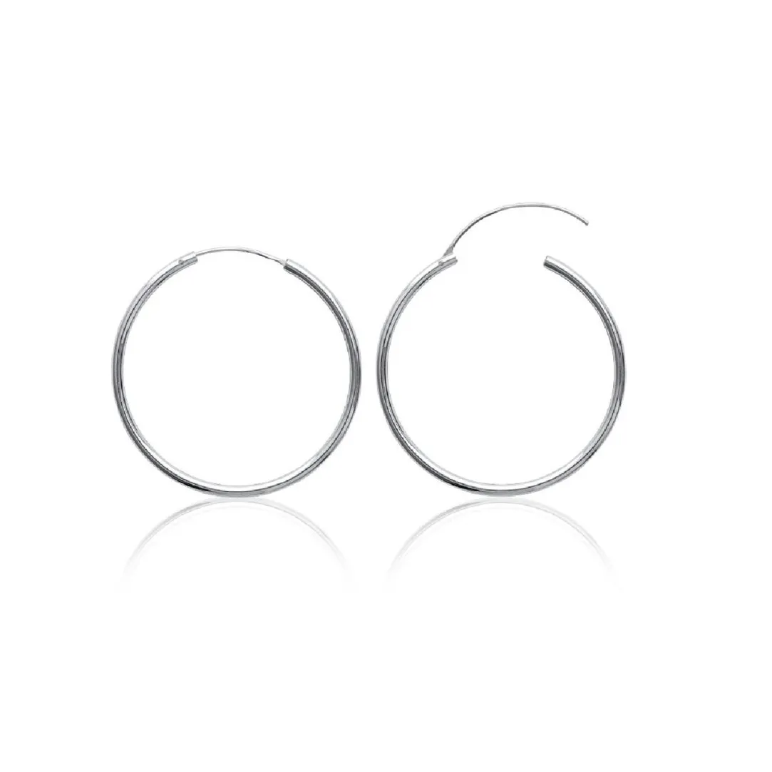 Maison de la Bijouterie Créoles femme argent rhodié 4 mm - W0YY40 | Femme Boucles D'Oreilles