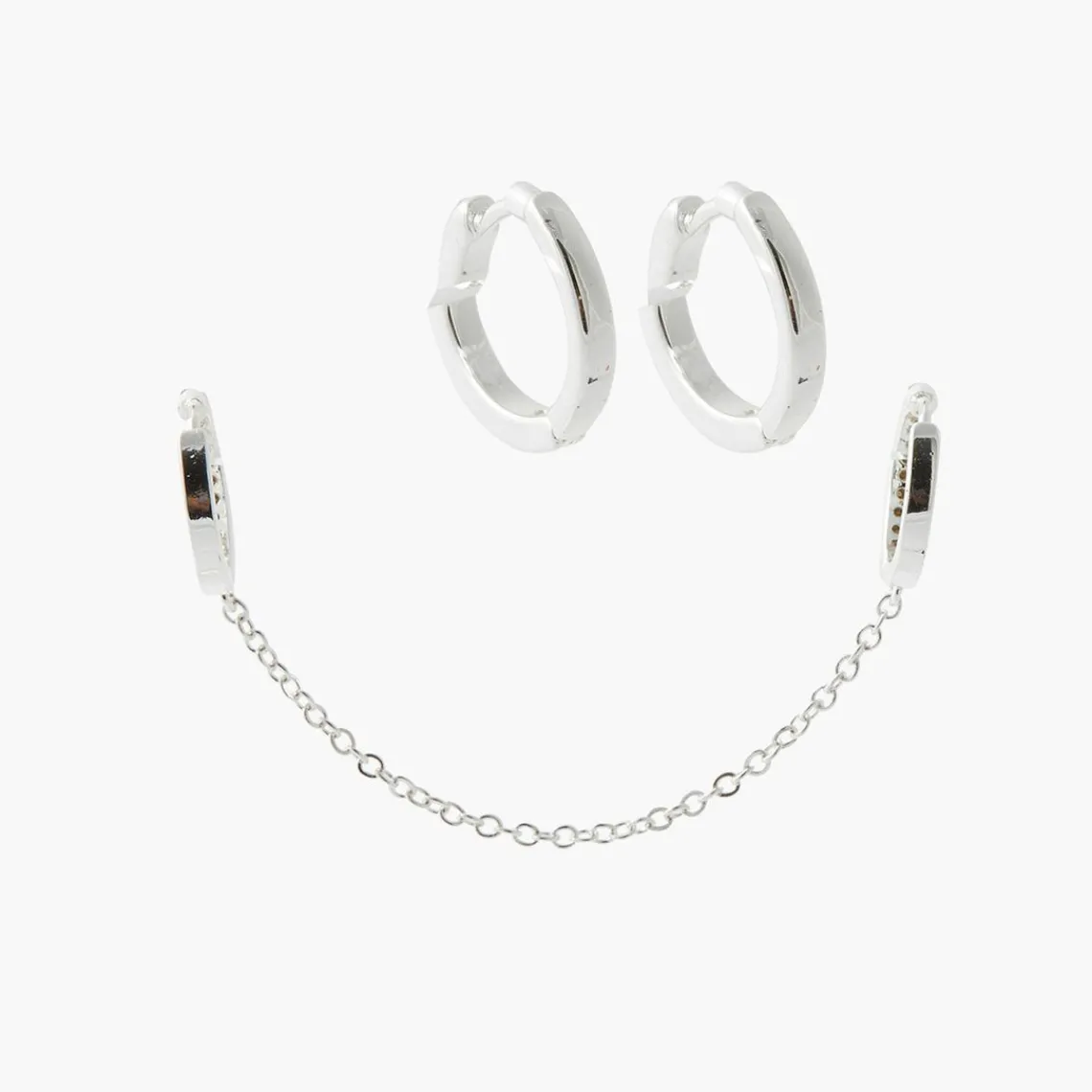 Balaboosté Créoles Femme Avec Chaine - 3502456533561 Métal Argent | Femme Boucles D'Oreilles