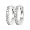 Maison de la Bijouterie Créoles femme femme argent rhodié blanc serti griffe 11 mm classiques - Z634ZZ0 | Femme Boucles D'Oreilles