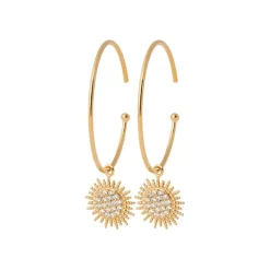Maison de la Bijouterie Créoles femme plaqué or blanc serti griffe 3 mm - Y630UZ0 | Femme Boucles D'Oreilles