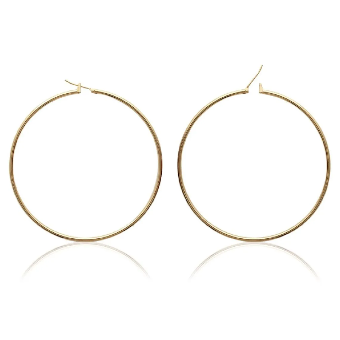 Maison de la Bijouterie Créoles femme plaqué or 7 mm simples - YUUW0 | Femme Boucles D'Oreilles