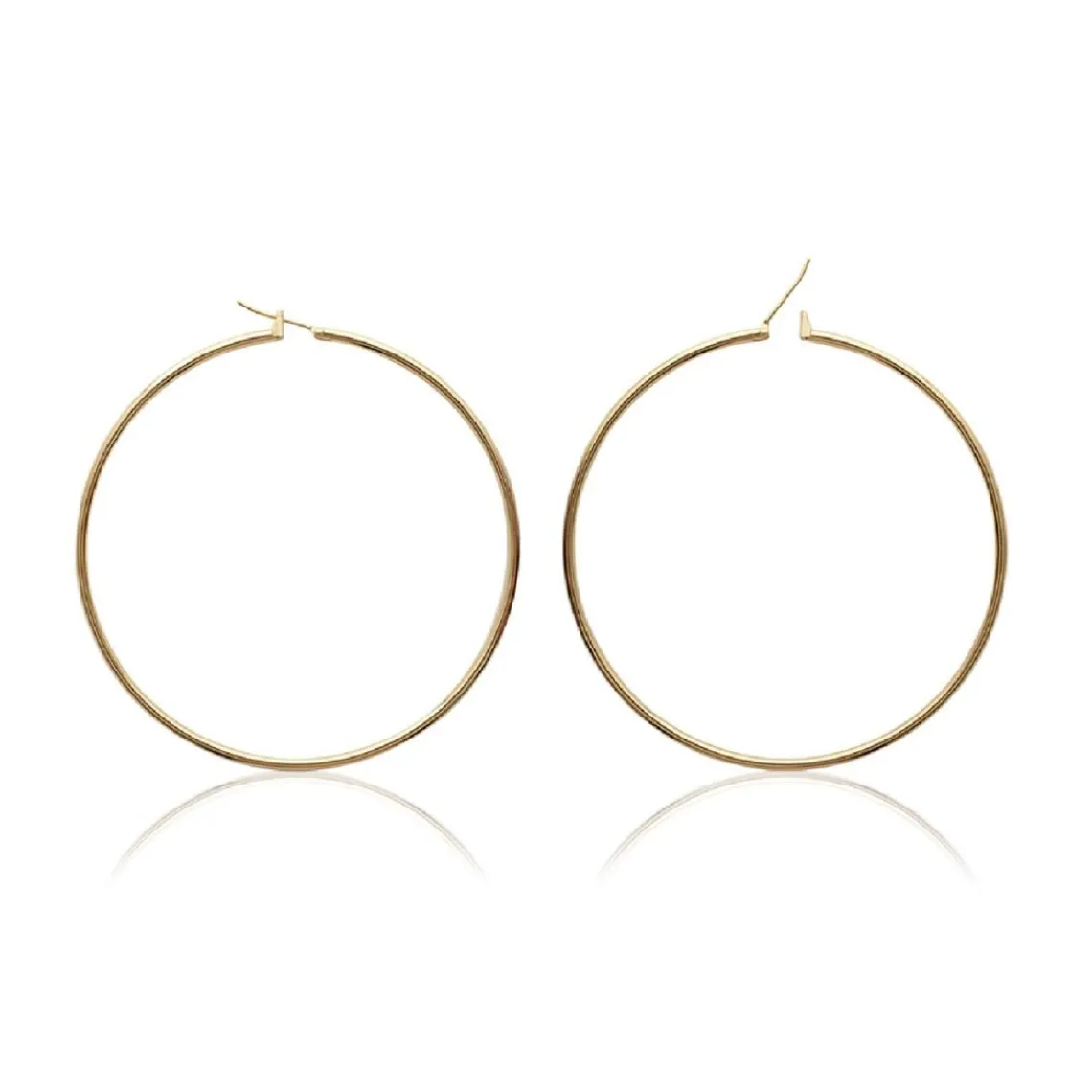 Maison de la Bijouterie Créoles femme plaqué or 6 mm simples - YUU60 | Femme Boucles D'Oreilles