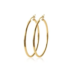 Maison de la Bijouterie Créoles femme plaqué or 2 mm - YUUY5 | Femme Boucles D'Oreilles
