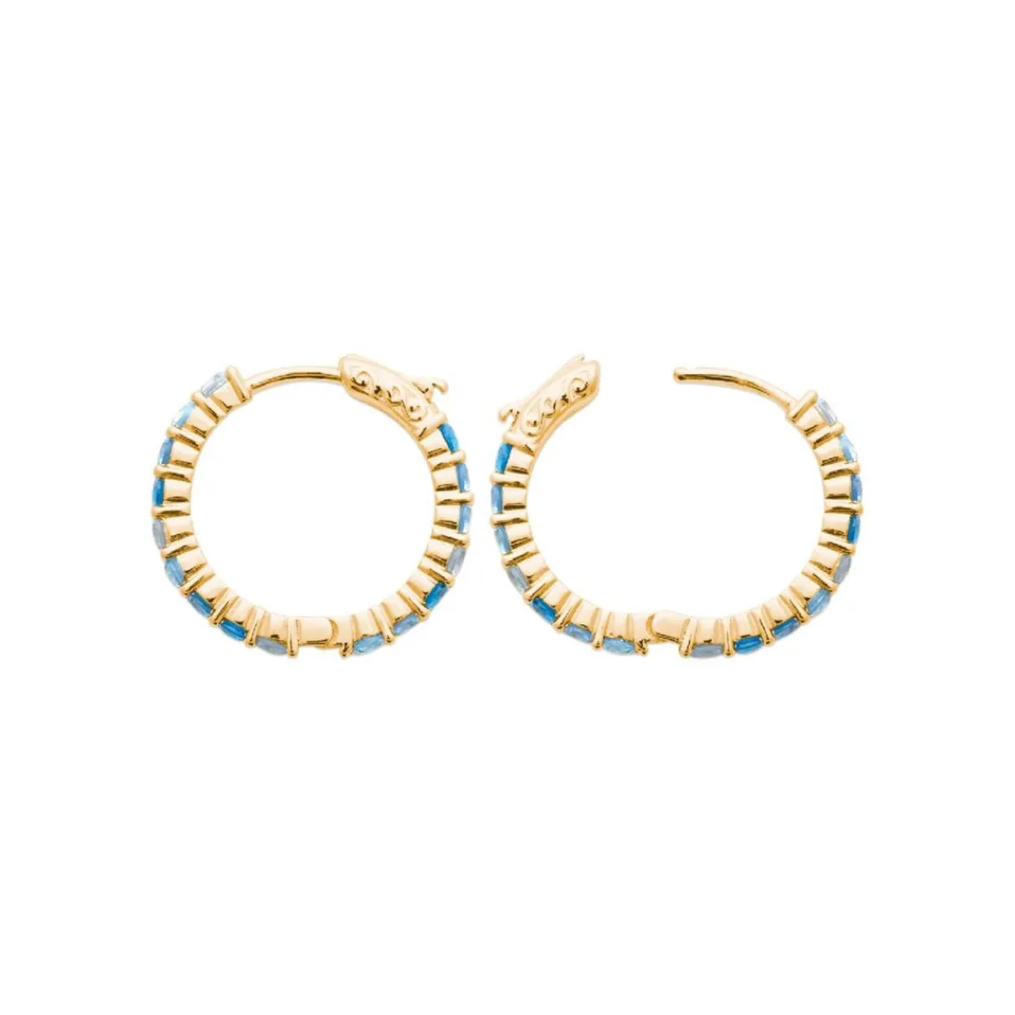 Maison de la Bijouterie Créoles femme plaqué or teinté serti griffe 2 mm - Y63Y660 | Femme Boucles D'Oreilles