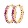 Maison de la Bijouterie Créoles femme plaqué or teinté serti griffe 2 mm - Y63Y6V0 | Femme Boucles D'Oreilles