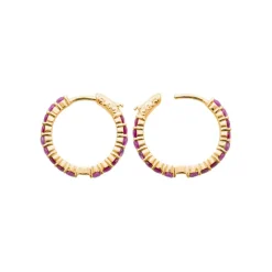 Maison de la Bijouterie Créoles femme plaqué or teinté serti griffe 2 mm - Y63Y6V0 | Femme Boucles D'Oreilles