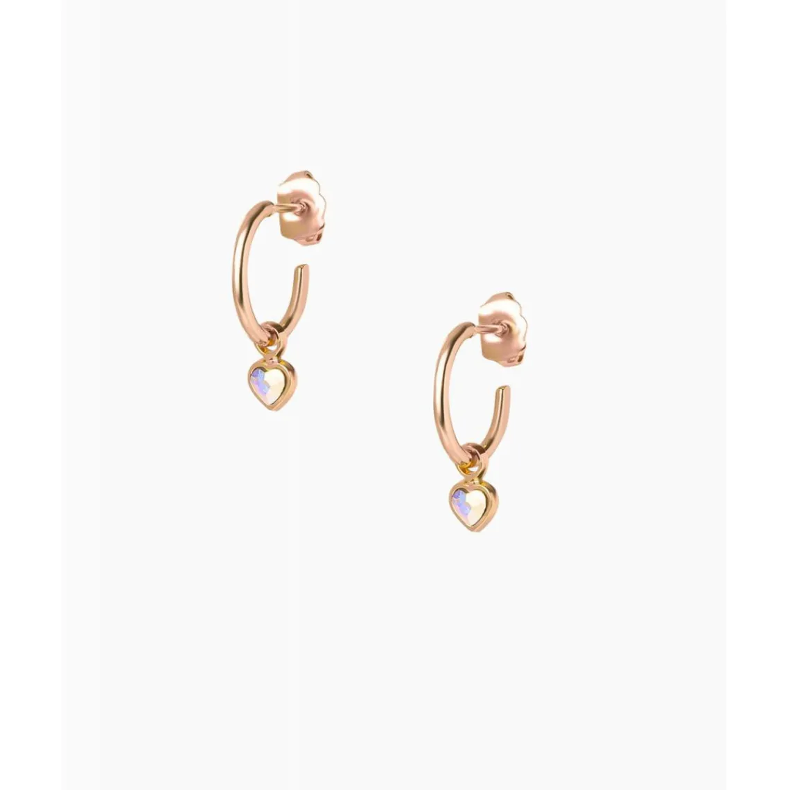 Les Interchangeables Créoles - A59252 Creoles Coeur PM Doré Rose | Femme Boucles D'Oreilles