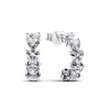Pandora Créoles Ouvertes Cœurs Scintillantes | Femme Boucles D'Oreilles