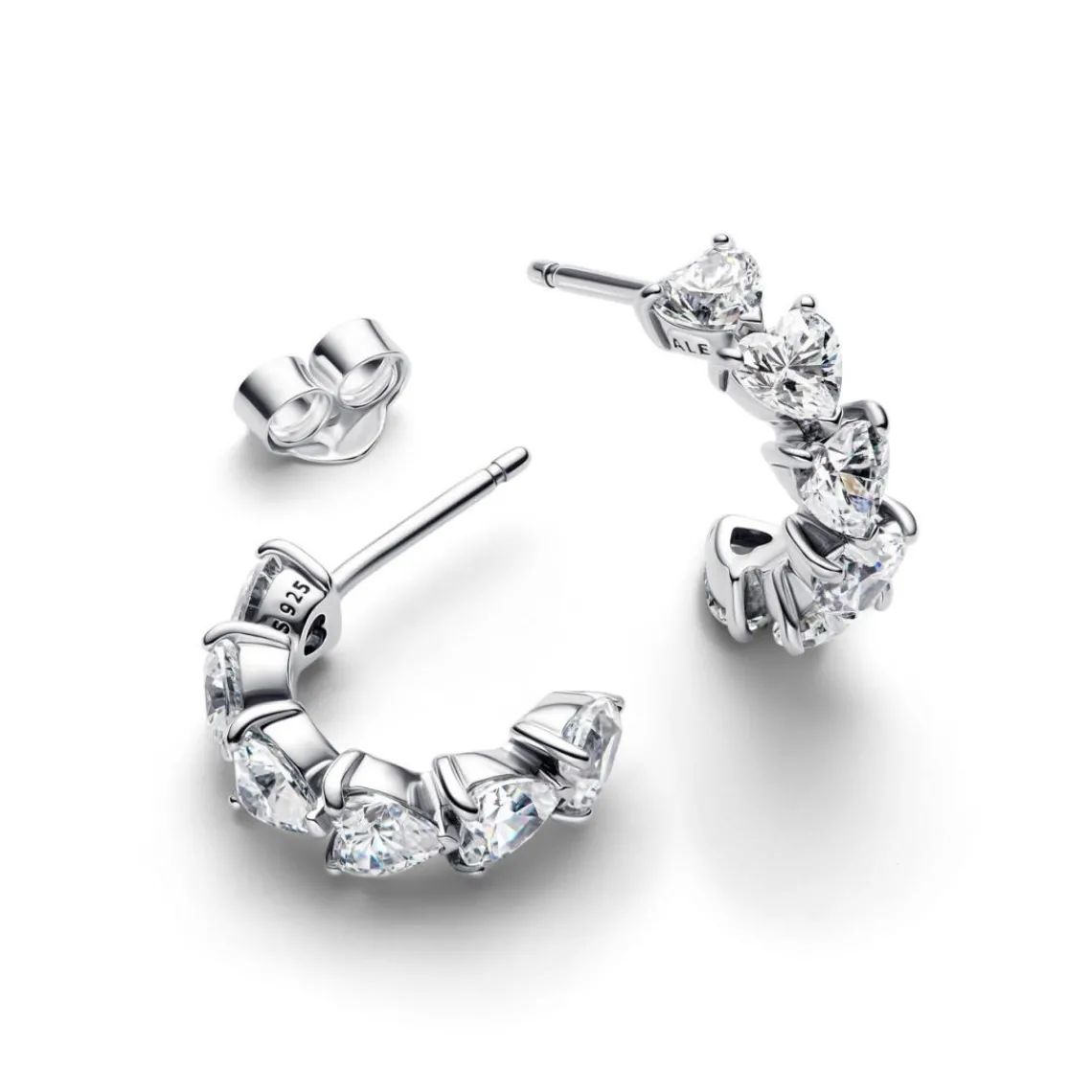 Pandora Créoles Ouvertes Cœurs Scintillantes | Femme Boucles D'Oreilles