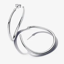 Pandora Créoles Ouvertes de Forme Organique 42 mm Argent | Femme Boucles D'Oreilles