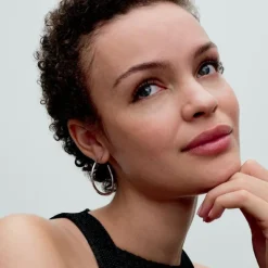 Pandora Créoles Ouvertes de Forme Organique 42 mm Argent | Femme Boucles D'Oreilles