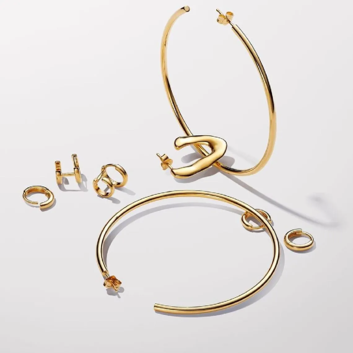 Pandora Créoles Ouvertes V Organique 263290C00 Doré | Femme Boucles D'Oreilles