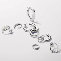 Pandora Créoles Ouvertes V Organique 293290C00 Argent | Femme Boucles D'Oreilles