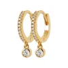 Maison de la Bijouterie Créoles pampilles femme plaqué or teinté serti clos 12 mm - Y6343Z0 | Femme Boucles D'Oreilles