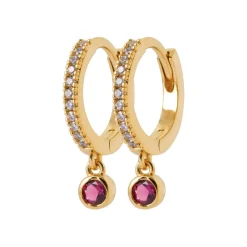 Maison de la Bijouterie Créoles pampilles femme plaqué or teinté serti clos 12 mm - Y6343V0 | Femme Boucles D'Oreilles