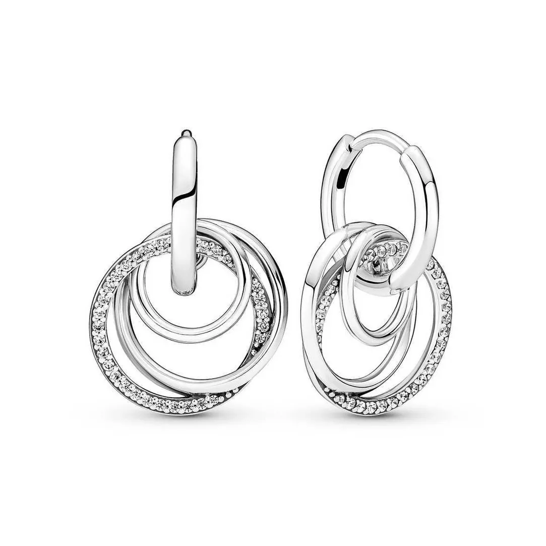 Pandora Créoles Moments - Cercles Ma Famille pour Toujours | Femme Boucles D'Oreilles
