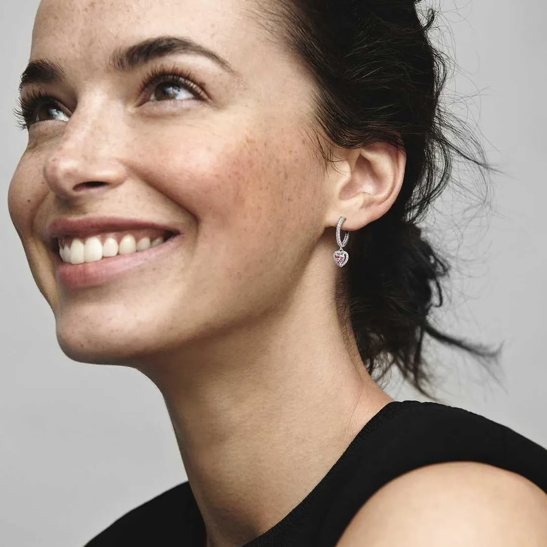 Pandora Créoles Timeless - Cœur Halo Scintillant | Femme Boucles D'Oreilles