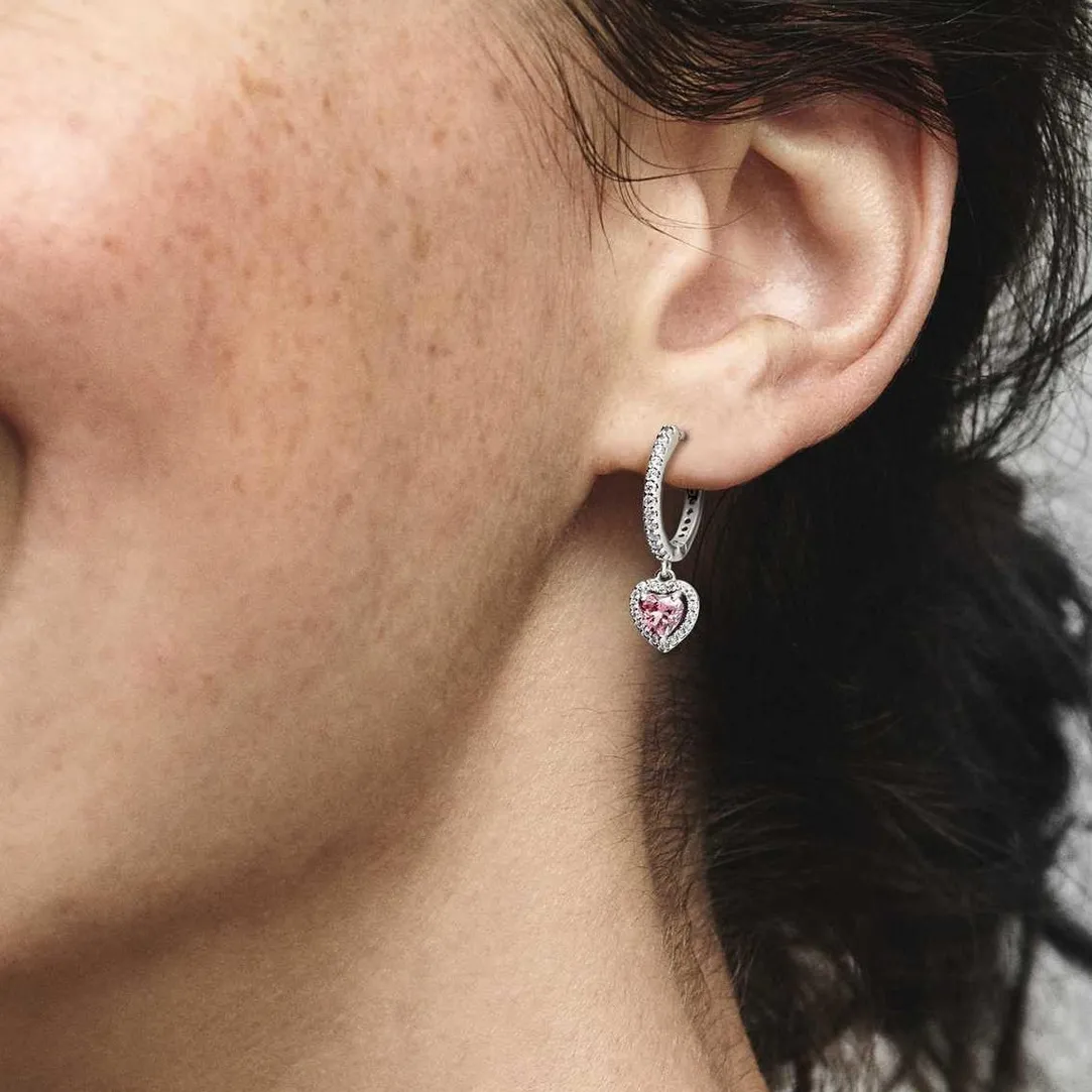 Pandora Créoles Timeless - Cœur Halo Scintillant | Femme Boucles D'Oreilles
