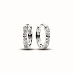 Pandora Créoles Timeless - Enveloppantes Scintillantes en Argent 925/1000 | Femme Boucles D'Oreilles