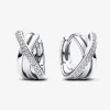 Pandora Créoles Pavées Croisées Argent | Femme Boucles D'Oreilles