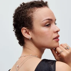 Pandora Créoles Pavées Croisées Argent | Femme Boucles D'Oreilles