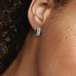 Pandora Créoles Pavées Double Anneau Timeless | Femme Boucles D'Oreilles