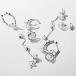 Pandora Créoles Perle de Culture et Pavé | Femme Boucles D'Oreilles