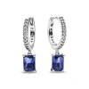 Pandora Créoles Rectangle Scintillant Bleu – Timeless | Femme Boucles D'Oreilles