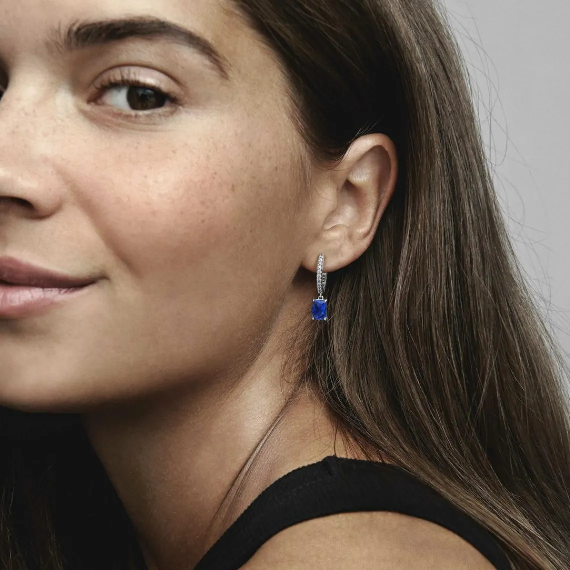 Pandora Créoles Rectangle Scintillant Bleu – Timeless | Femme Boucles D'Oreilles