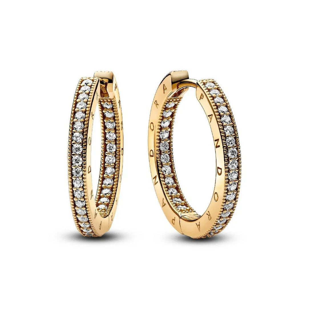 Pandora Créoles Signature et Pavé Signature | Femme Boucles D'Oreilles
