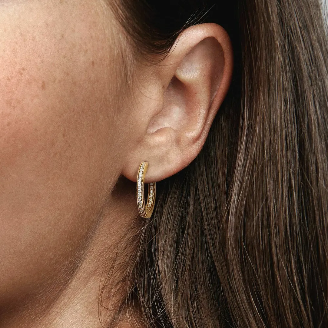 Pandora Créoles Signature et Pavé Signature | Femme Boucles D'Oreilles