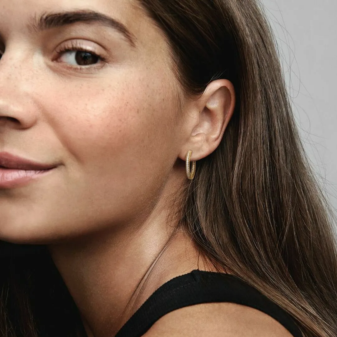 Pandora Créoles Signature et Pavé Signature | Femme Boucles D'Oreilles