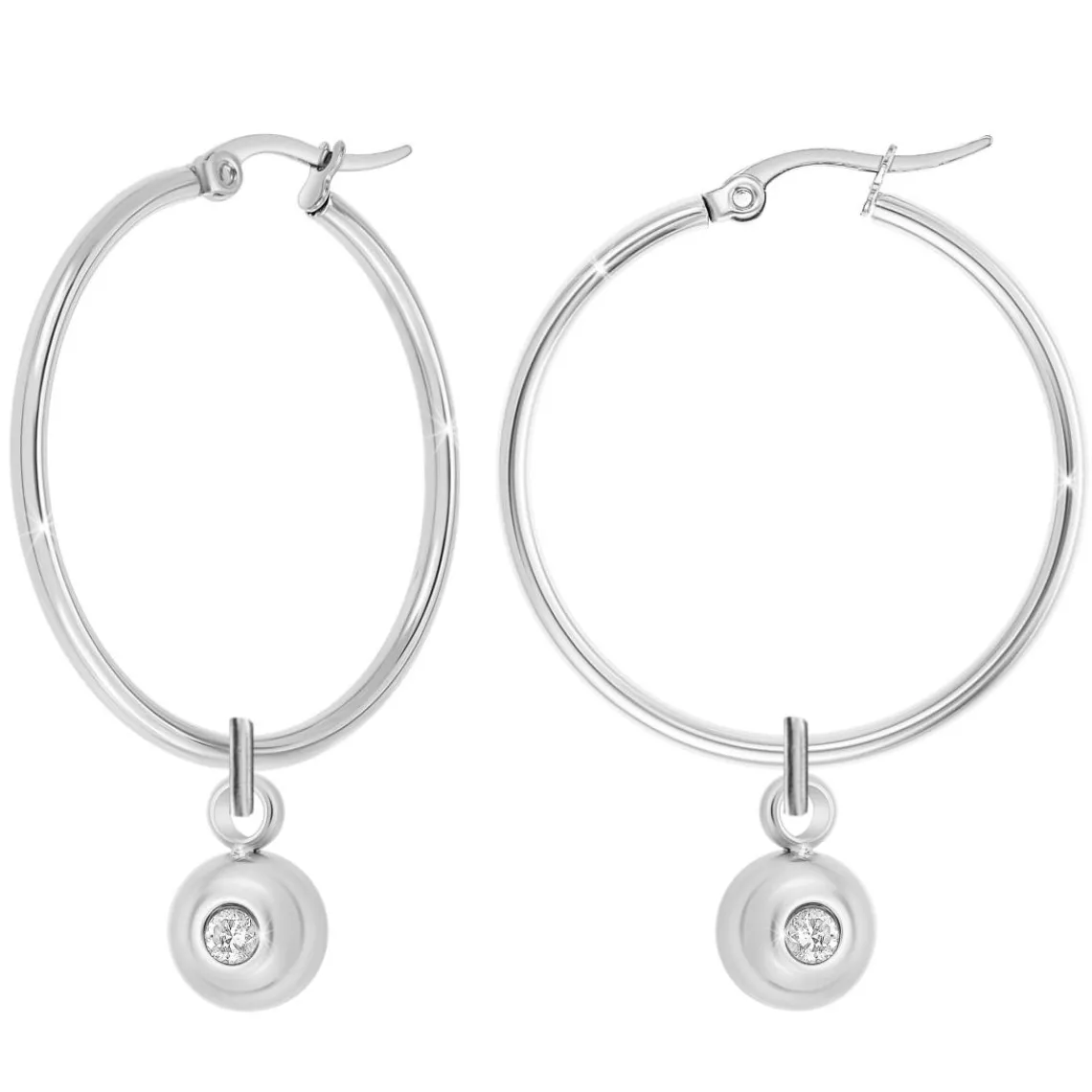 So Charm Bijoux Créoles So Charm - BD2261-ARGENT-DIAMANT - Boucles D'Oreilles Argentées | Femme Boucles D'Oreilles