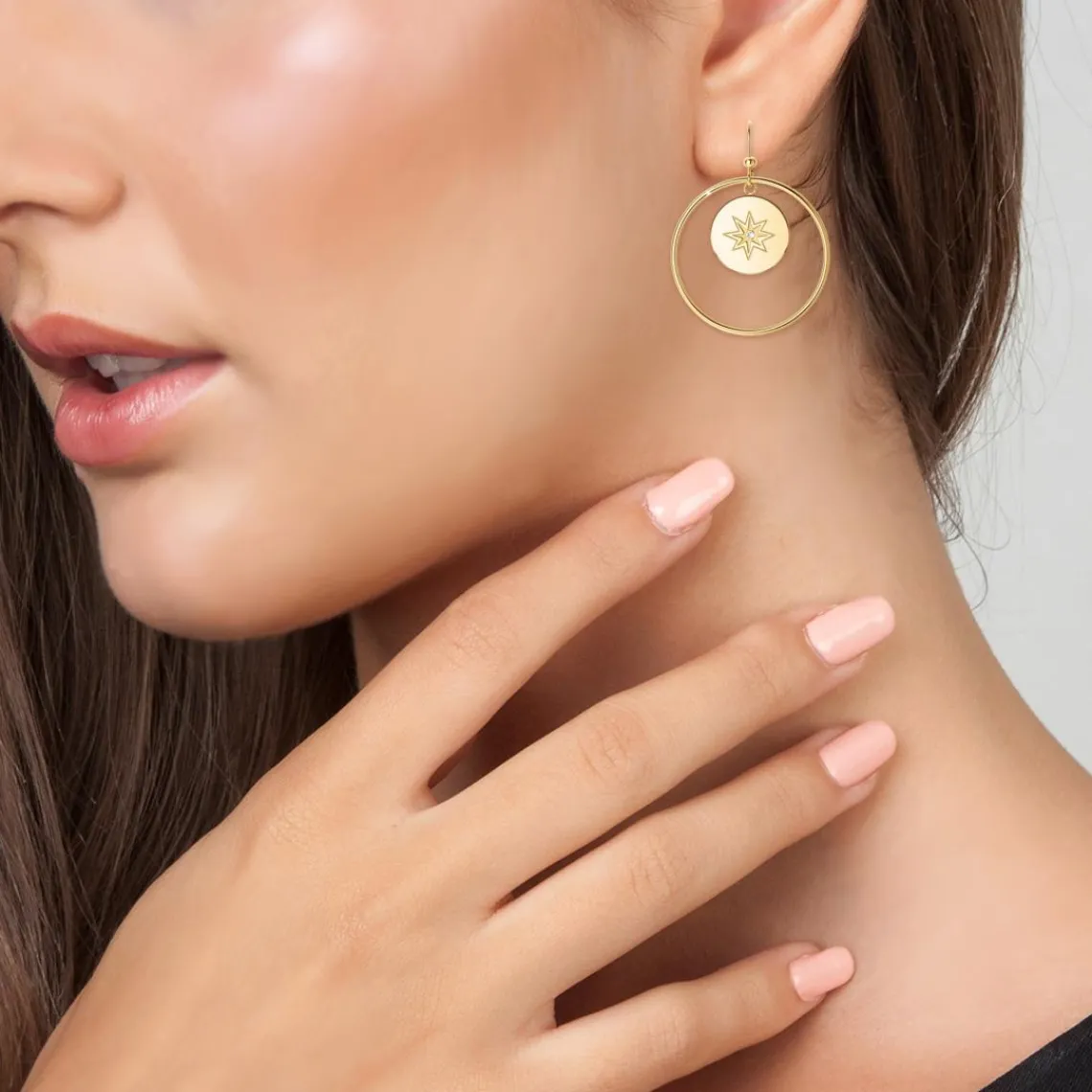 So Charm Bijoux Créoles So Charm - BD2318-BO-DORE-DIAMANT-BLANC - Boucles D'Oreilles Dorées | Femme Boucles D'Oreilles