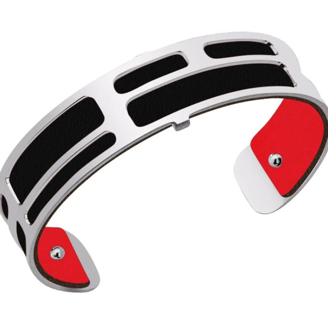 Les Georgettes Cuir pour Bracelet CUIR ROUGE VERNIS-NOIR - Cuir pour Bracelet Réversible Interchangeable Femme | Femme Bracelet