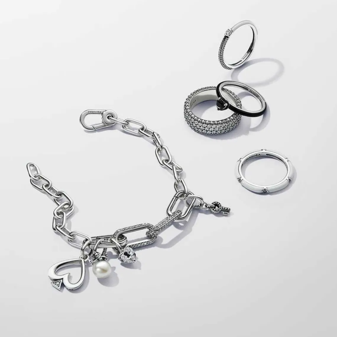Pandora Double Link métallique Pavé argent ME | Femme Charms