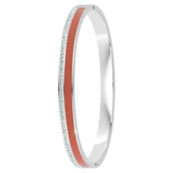 So Charm Bijoux Jonc Femme So Charm - B4338-ARGENT-ORANGE - Bracelet Email Argenté | Femme Bracelet